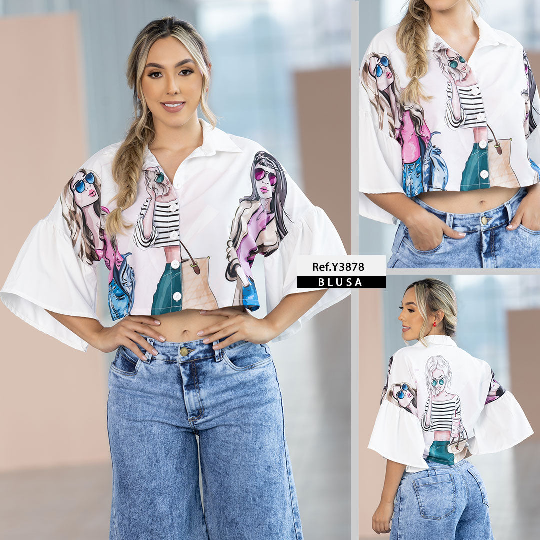 Blusas en chalis estampado 2018 online