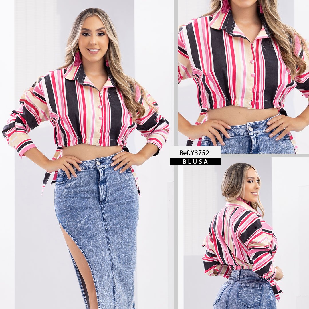Blusas en popelina estampada hot sale
