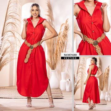 M74280 VESTIDO POPELINA ROJO