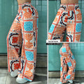 M74044 PANTALON FALSO CHALIS ESTAMPADO NARANJA