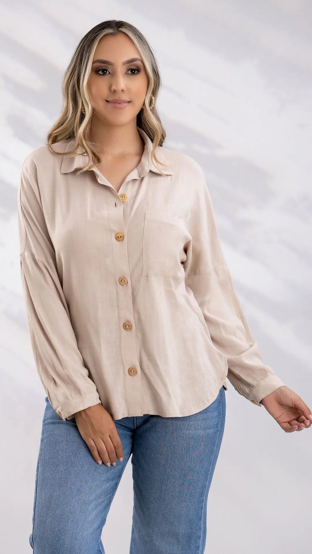Y3728 CAMISA CHALIS SLUB CAMEL