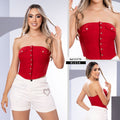Y3779 BLUSA BENGALINA ROJO