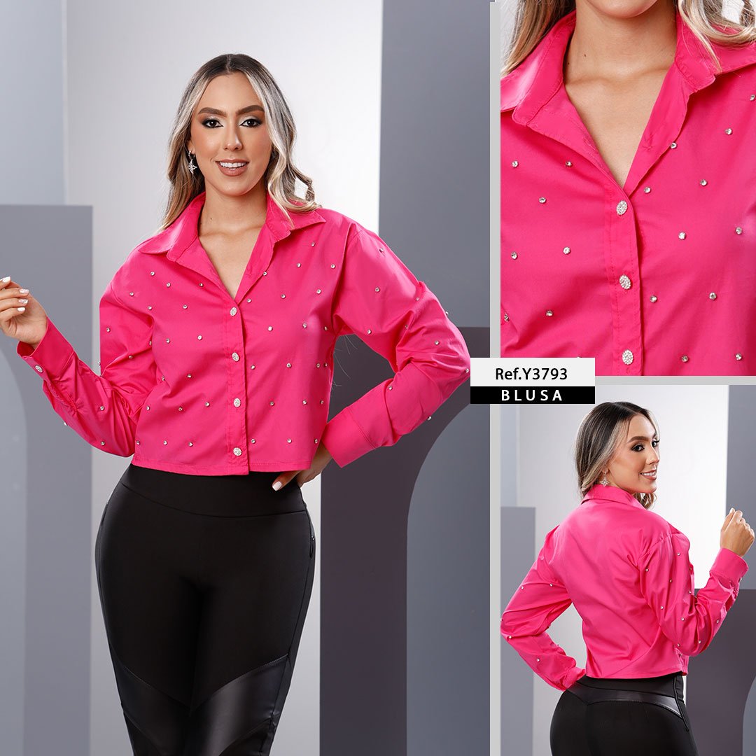 Y3793 BLUSA POPELINA FUCSIA