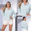 Y3797 CAMISA POPELINA RAYAS VERDE MENTA